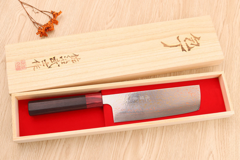 VG10 Rainbow Takeshi Saji 16,5 cm Coltello nakiri giapponese fatto a mano