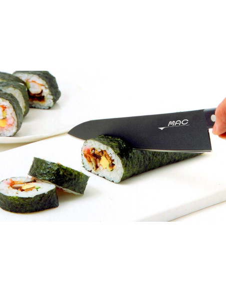 Faca de chef japonesa MAC preta de 18 cm