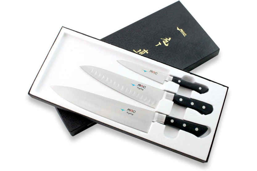 Set mit 3 japanischen Messern MAC Professional office + chef alvéolé 20cm + chef 24cm