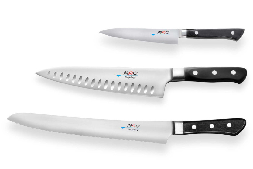 Set di 3 coltelli giapponesi MAC professionali per ufficio + chef + pane