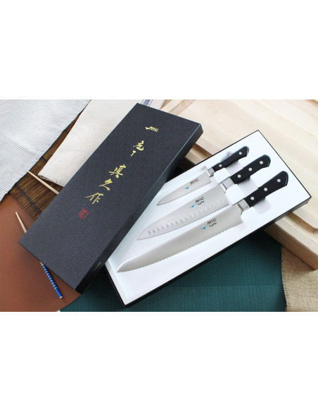 Juego de 3 cuchillos japoneses MAC Professional office + chef + bread