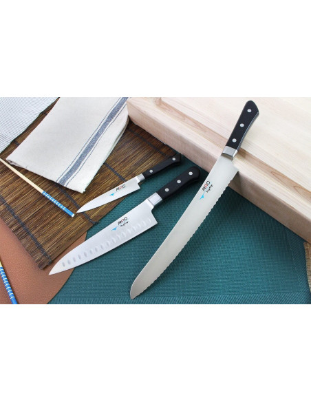 Sett med 3 MAC Professional kontor-, kokke- og brødkniver fra Japan