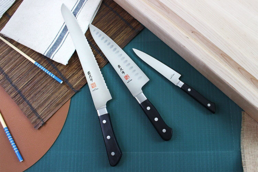 Conjunto de 3 facas japonesas MAC Professional office + chef + bread