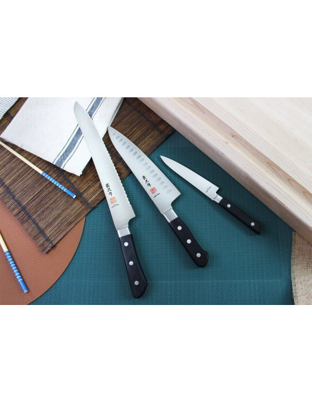 Sæt med 3 MAC professionelle japanske knive til kontor + kok + brød