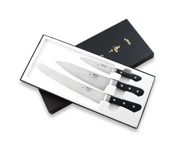 Set med 3 MAC Professional japanska knivar för kontor + kock + bröd