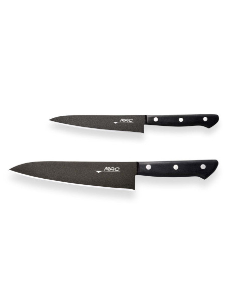Juego de 2 cuchillos japoneses MAC Black Universal + Chef 18cm
