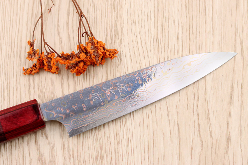 Takeshi Saji VG10 Rainbow 13 cm coltello spelucchino giapponese fatto a mano