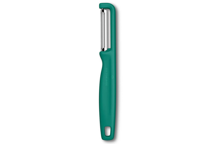 Victorinox Iota peeler with serrated blade and green handle