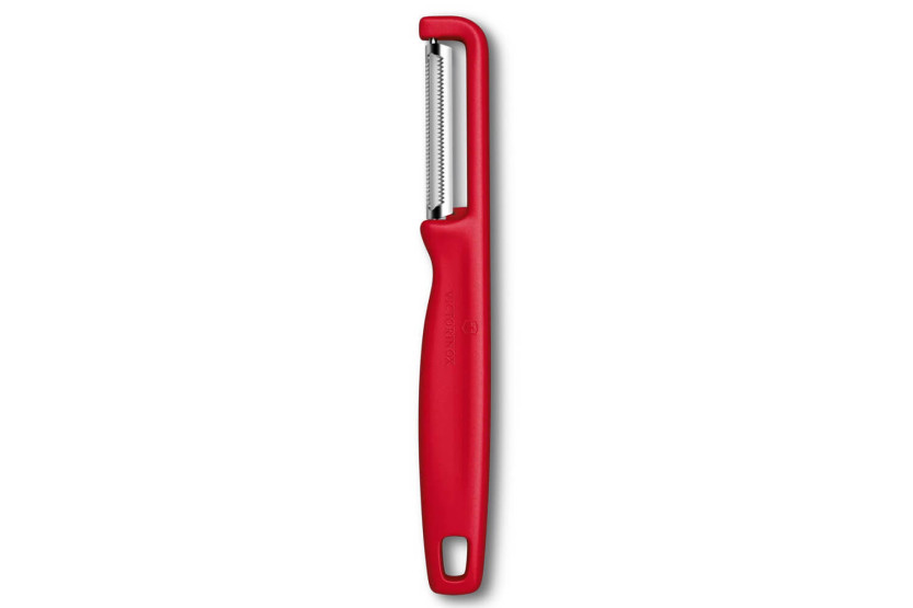 Pelador Victorinox Iota con hoja dentada y mango rojo