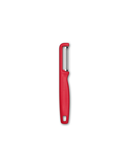 Pelador Victorinox Iota con hoja dentada y mango rojo