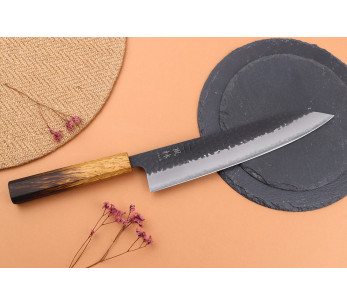 Coltello da cuoco tradizionale giapponese Yuzo Black AS in rovere bruciato da 24 cm 2