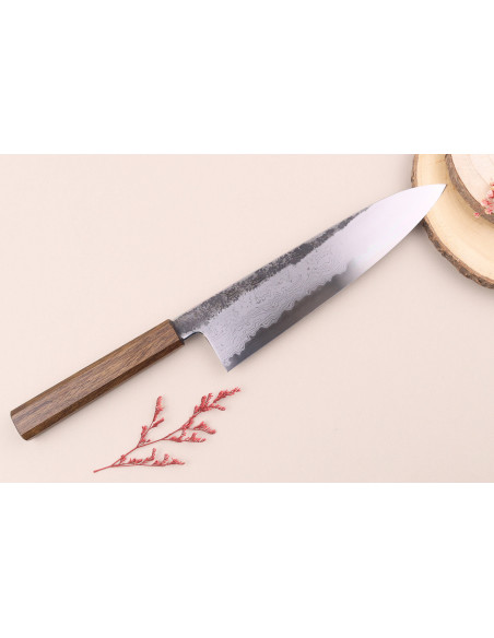 Faca de chef japonesa Hado Sumi B1D 24 cm feita à mão com cabo de carvalho