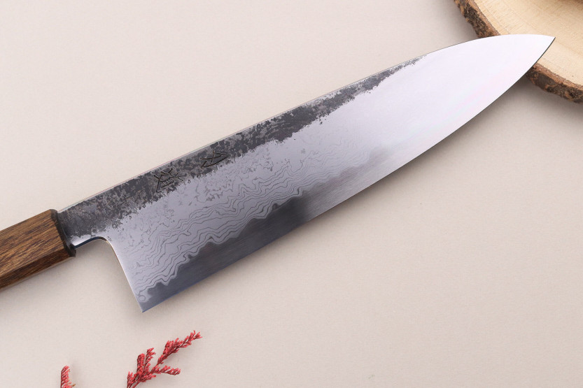 Hado Sumi B1D coltello da cuoco giapponese fatto a mano da 24 cm con manico in quercia