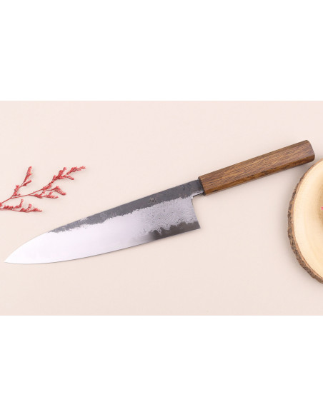 Hado Sumi B1D Cuchillo de cocinero japonés de 24 cm hecho a mano con mango de roble