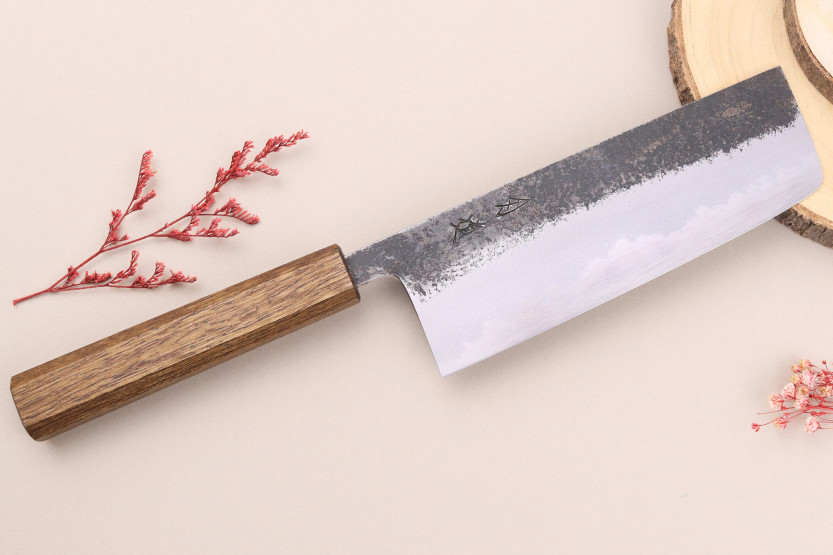 16,5 cm Hado Sumi B1D japansk håndlavet nakiri-kniv med egetræshåndtag