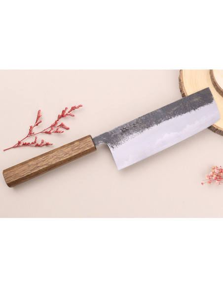 16,5 cm Hado Sumi B1D japansk håndlavet nakiri-kniv med egetræshåndtag