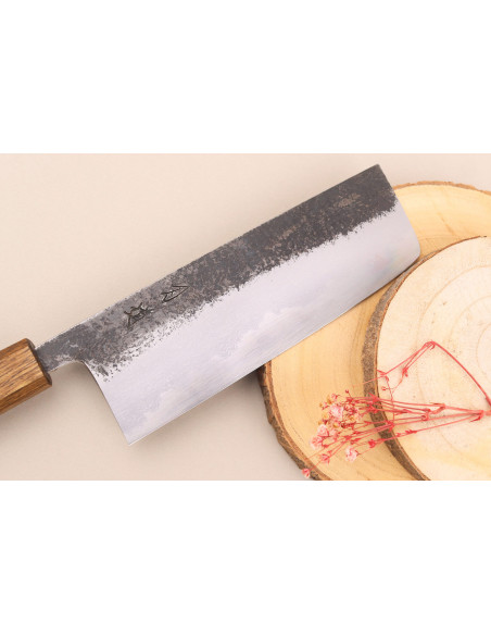 16,5 cm Hado Sumi B1D japansk håndlavet nakiri-kniv med egetræshåndtag