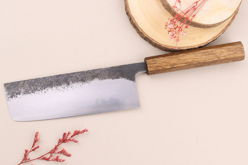 16,5 cm Hado Sumi B1D japansk håndlavet nakiri-kniv med egetræshåndtag