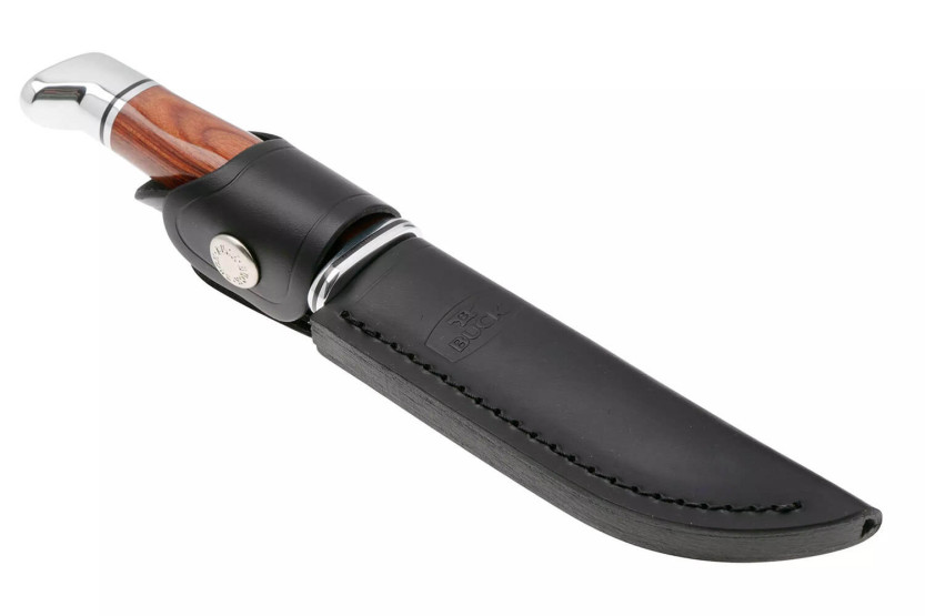 Faca Buck 0117CCS1 Brahma Heritage Series Lâmina de 11,5 cm cabo em côco + bainha em pele
