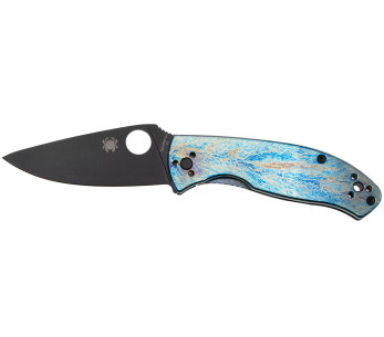 Faca dobrável Spyderco Tenacious C122TIBLBKD2P Cabo em titânio azul com 11,1 cm