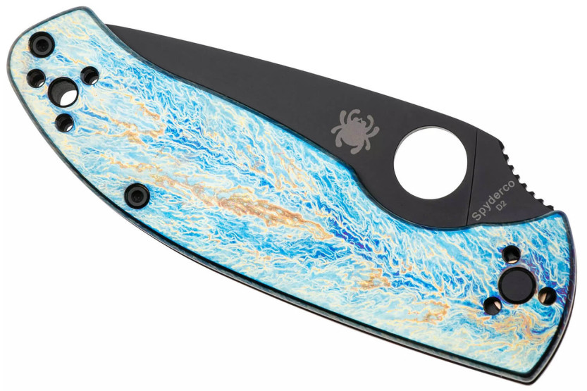 Spyderco Tenacious C122TIBLBKD2P folding knife 11.1cm blue titanium handle