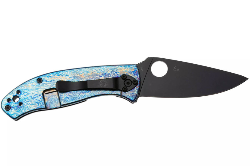 Spyderco Tenacious C122TIBLBKD2P folding knife 11.1cm blue titanium handle