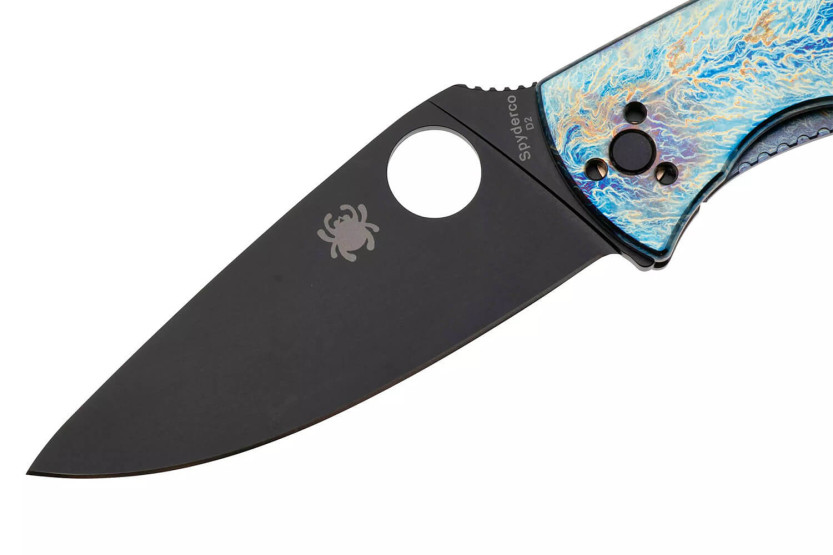 Faca dobrável Spyderco Tenacious C122TIBLBKD2P Cabo em titânio azul com 11,1 cm