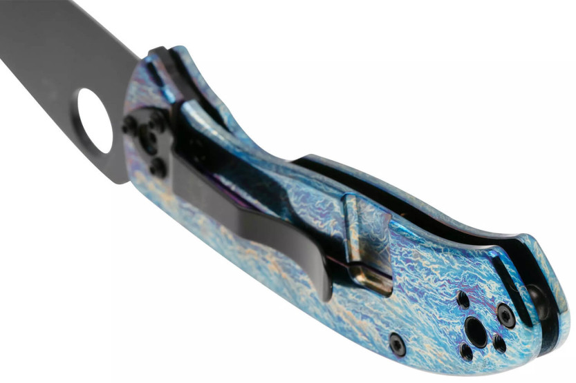 Spyderco Tenacious C122TIBLBKD2P folding knife 11.1cm blue titanium handle