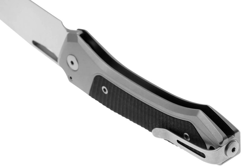 LionSteel Twain TW-GYGBK coltello pieghevole 10,5 cm manico in titanio grigio e G10 nero