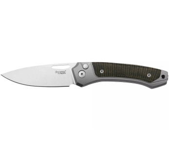 TW-GYCVG LionSteel Twain fällkniv 10,5 cm handtag i grå titan och grön micarta