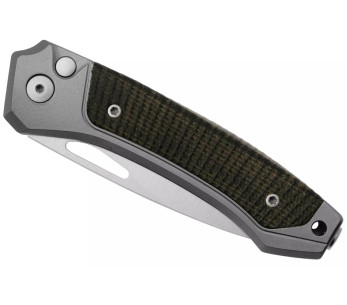 TW-GYCVG LionSteel Twain foldekniv 10,5 cm håndtag i grå titanium og grøn micarta 2