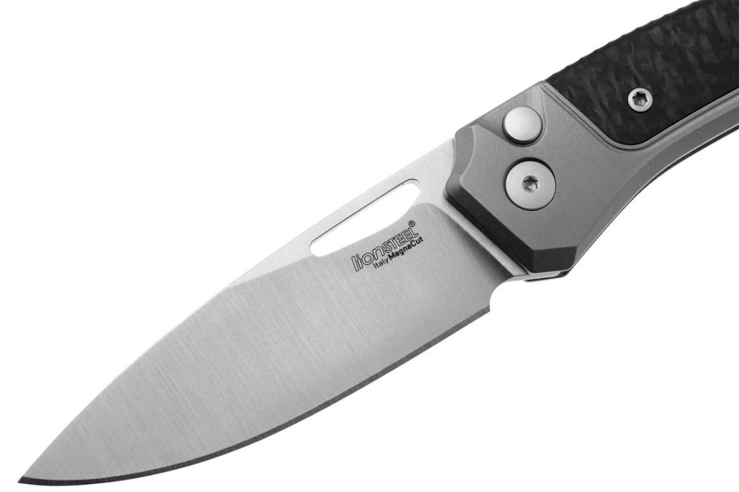 Klappmesser LionSteel Twain TW-GYCF 10,5cm Griff aus grauem Titanium und Kohlefaser