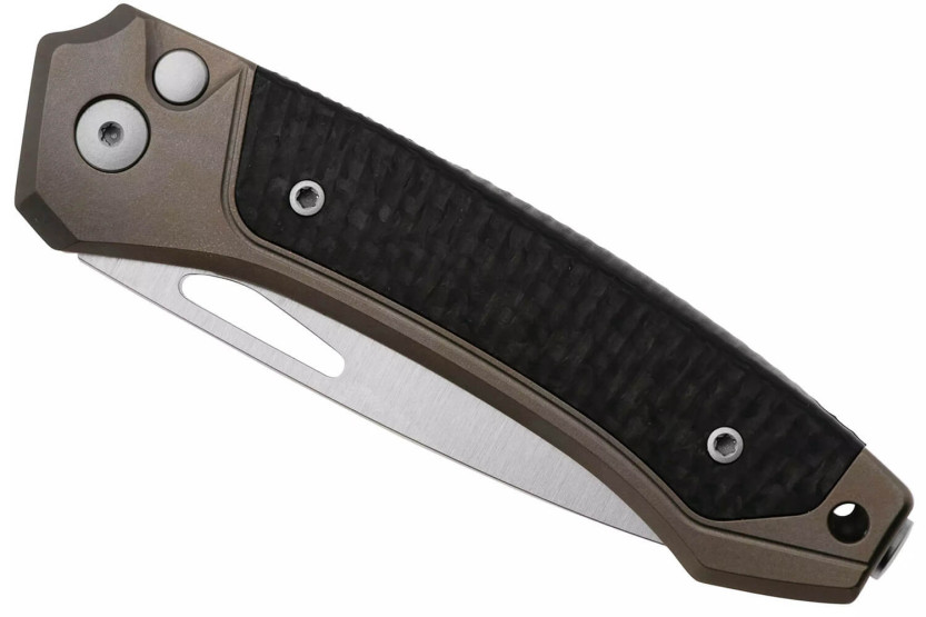 LionSteel Twain TW-BRCF fällkniv 10,5 cm med handtag i titanbrons och kolfiber