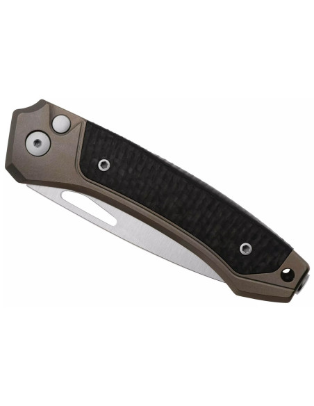 Faca dobrável LionSteel Twain TW-BRCF Cabo em titânio bronze e fibra de carbono com 10,5 cm