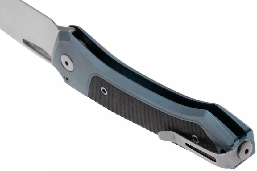 LionSteel Twain TW-BLCF fällkniv 10,5 cm handtag i blå titan och kolfiber