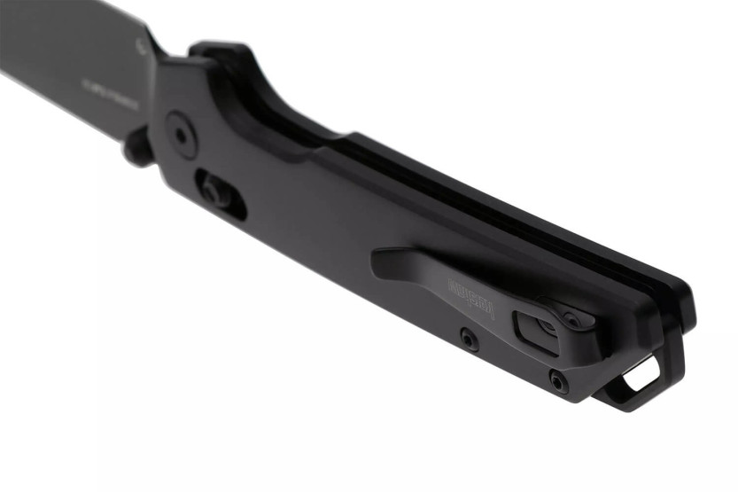 Navalha dobrável Kershaw Iridium Reverse Tanto Black 2038RBLK Cabo de alumínio preto de 11,4 cm