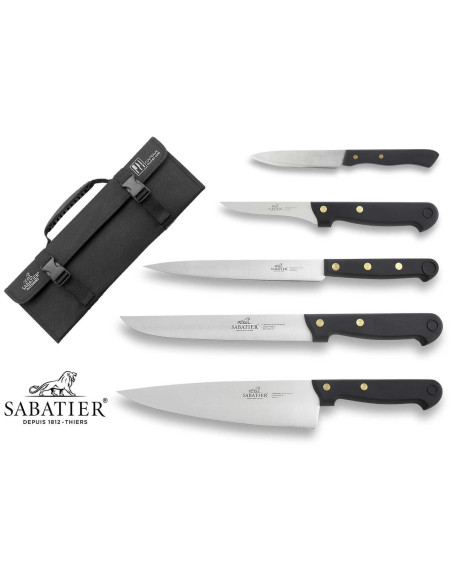 Veske med 5 Sabatier Cuisine d'Aujourd'hui -kniver laget i Frankrike