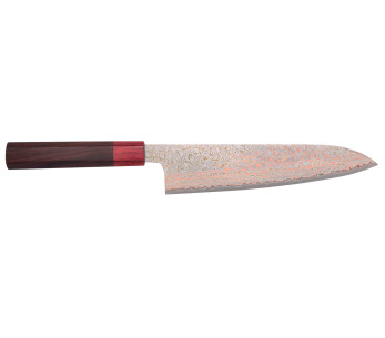 Coltello da chef tradizionale giapponese Takeshi Saji VG10 Rainbow Nashiji da 21 cm