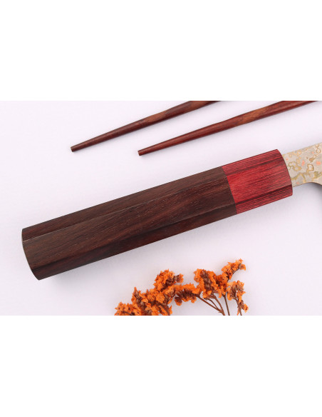21cm Takeshi Saji VG10 Rainbow Nashiji traditioneel Japans koksmes