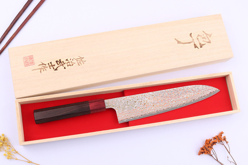 21 cm Takeshi Saji VG10 Rainbow Nashiji tradisjonell japansk kokkekniv
