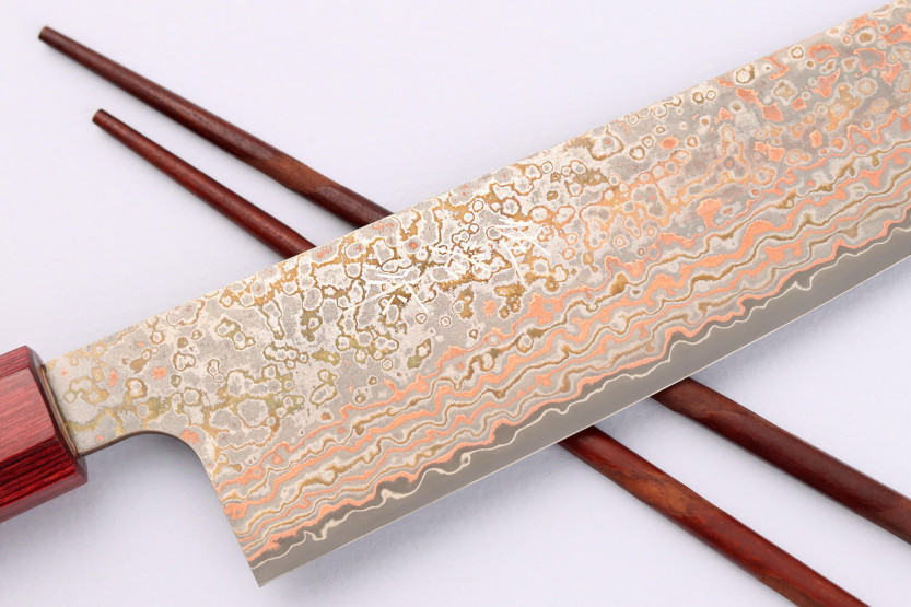 Kochmesser 21cm japanisch handgefertigt Takeshi Saji VG10 Rainbow Nashiji