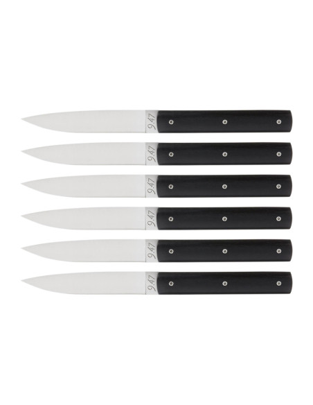Juego de 6 cuchillos de mesa Perceval 9.47 de ébano gabonés hechos a mano