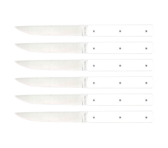 Conjunto de 6 facas de mesa Perceval 888 brancas feitas à mão