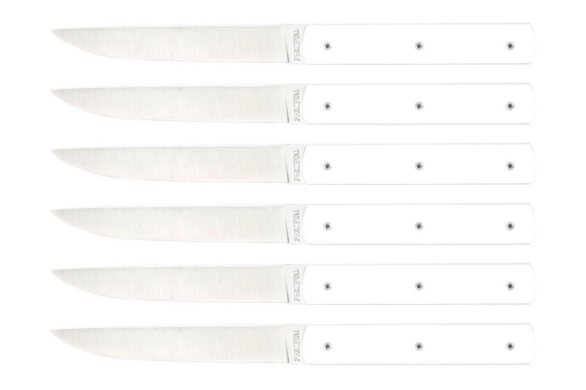 Perceval 888 white set of 6 handmade table knives