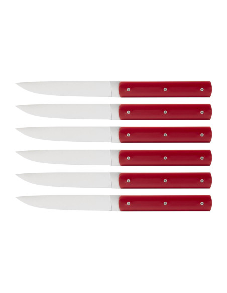 Set mit 6 handgefertigten Tafelmessern Perceval 888 rot