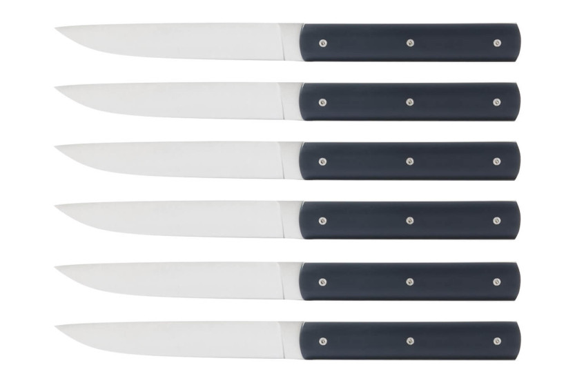 Juego de 6 cuchillos de mesa Perceval 888 gris marengo hechos a mano