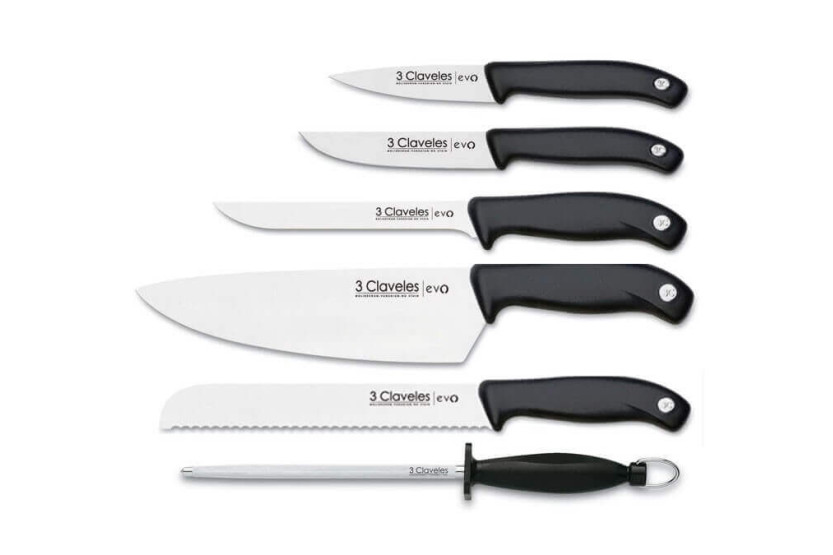 Mala EVO com 5 facas para chefs + aço de afiar 3 Claveles