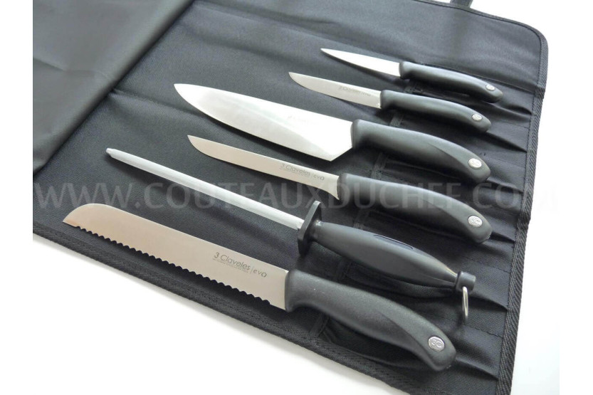 Valigetta EVO con 5 coltelli da chef + acciaino 3 Claveles
