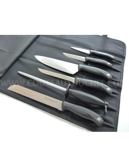 EVO case with 5 knives for chefs + sharpening steel 3 Claveles