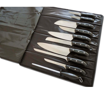 Etui med 9 DOMVS-kniver for kokker + slipestål 3 Claveles 2